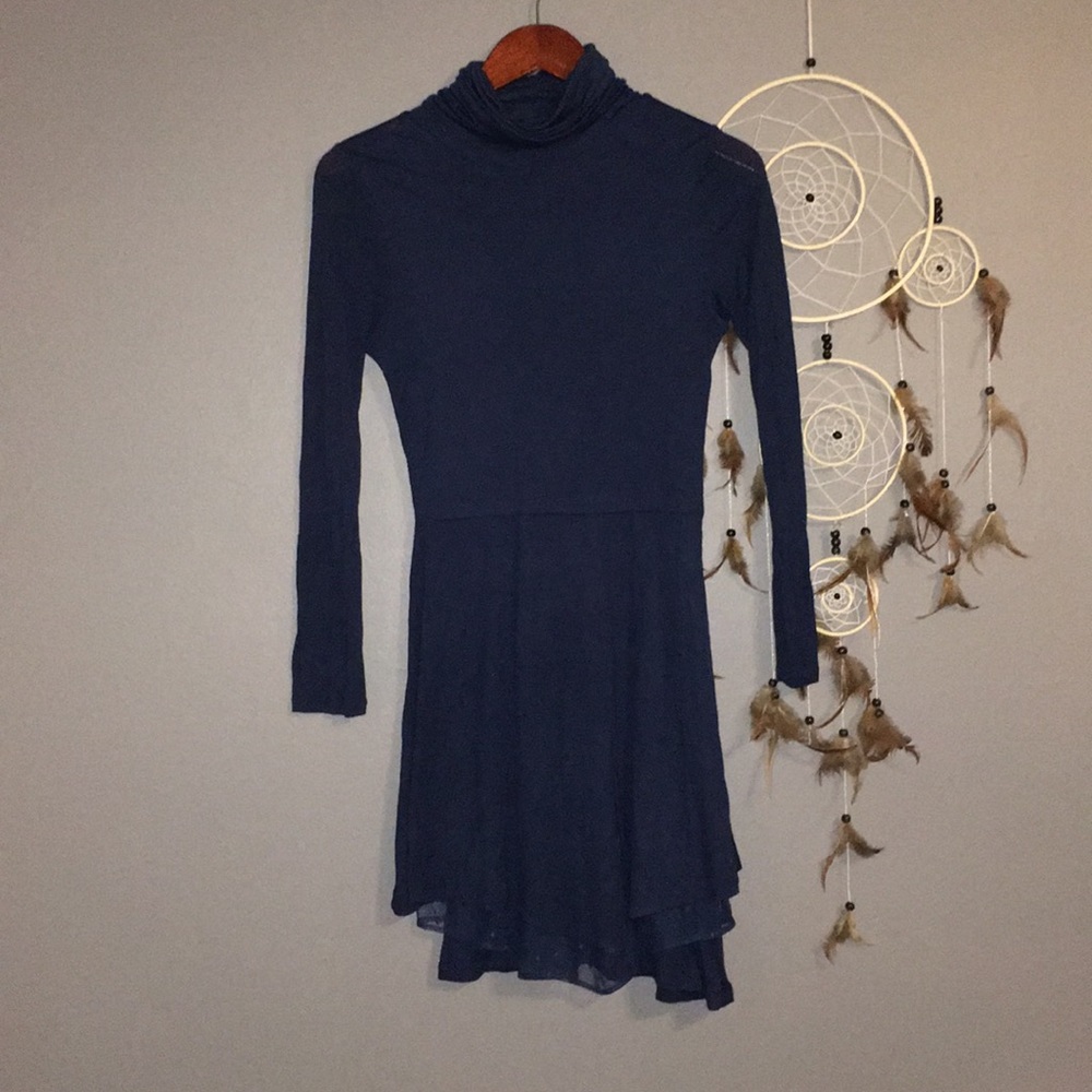 Blue Turtleneck Dress